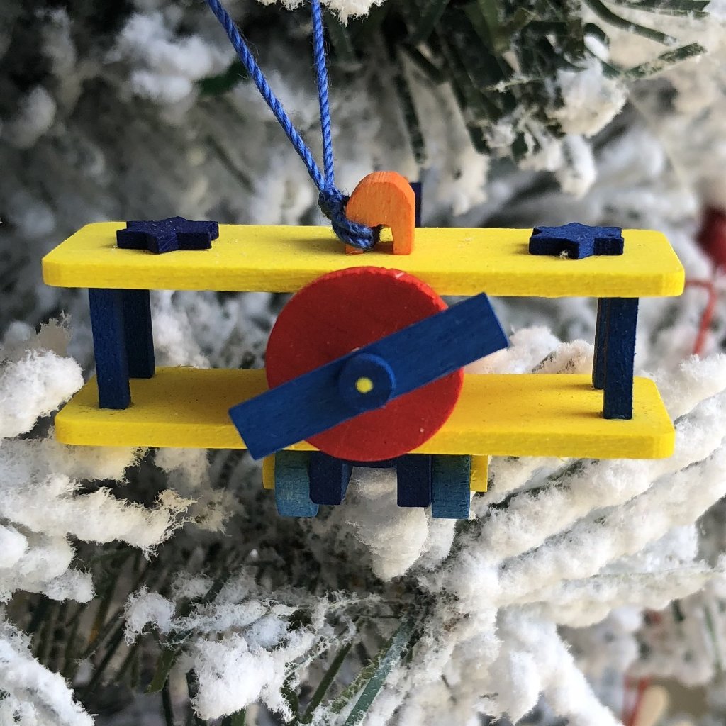 Mini Airplane (Orange with Yellow Wings) - Christmas tree decoration